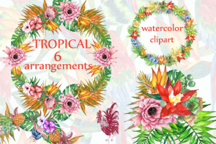 Download Tropic Watercolor Clipart TROPICAL FLOWERS Tropical Wreaths Flower Bouquets Summer Clipart - Bouquet Collection