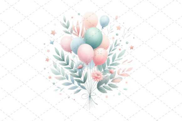 Download Festive Watercolor Balloon Bouquet - Bouquet Collection