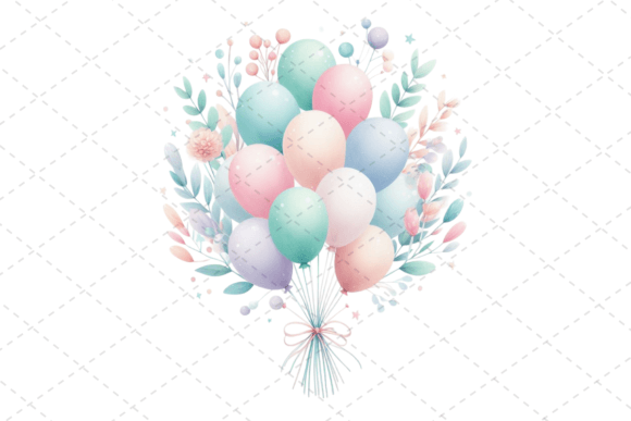 Download Festive Watercolor Balloon Bouquet - Bouquet Collection