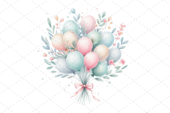 Download Festive Watercolor Balloon Bouquet - Bouquet Collection