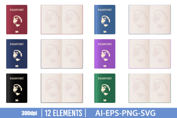 Download Realistic Passport Clipart Set - Passport clipart Collection