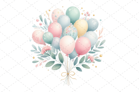 Download Festive Watercolor Balloon Bouquet - Bouquet Collection