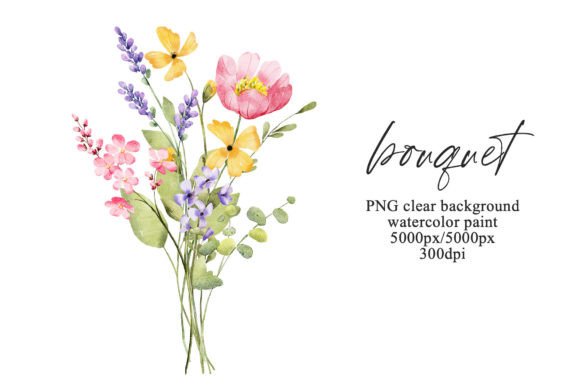 Download Watercolor Wild Flowers Clipart Bouquet. - Bouquet Collection