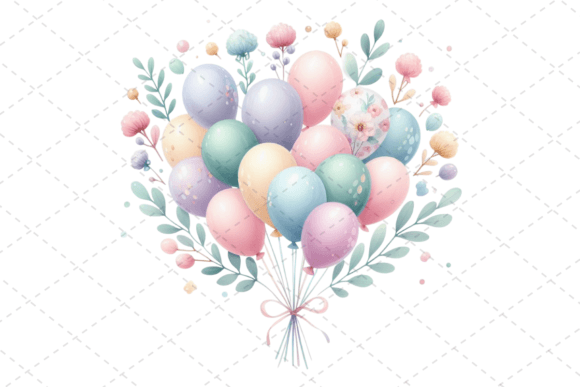Download Festive Watercolor Balloon Bouquet - Bouquet Collection