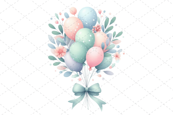 Download Festive Watercolor Balloon Bouquet - Bouquet Collection