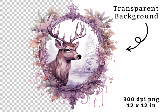 Download Vintage Watercolor Reindeer Clipart PNG - Watercolor reindeer clipart Collection