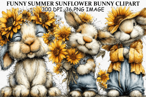 Download Funny Summer Sunflower Bunny Clipart - Bunny clipart Collection