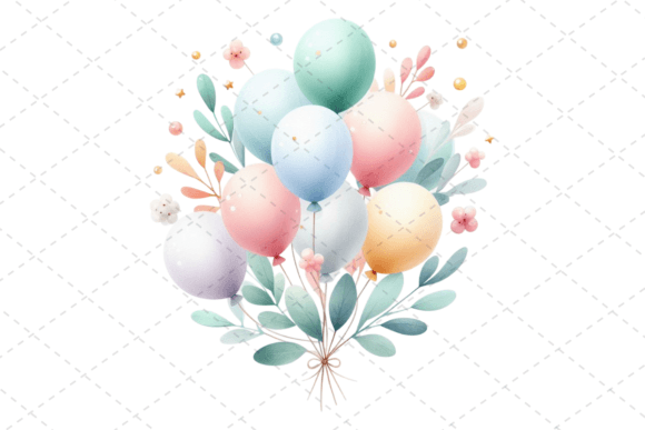Download Festive Watercolor Balloon Bouquet - Bouquet Collection