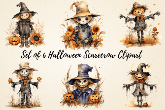 Download Halloween Scarecrow Watercolor Clipart - Scarecrow watercolor clipart Collection