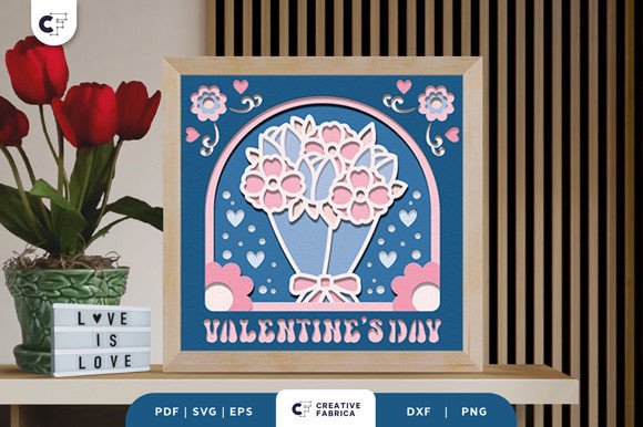 Download Valentine's Bouquet 3D Shadow Box - Bouquet Collection