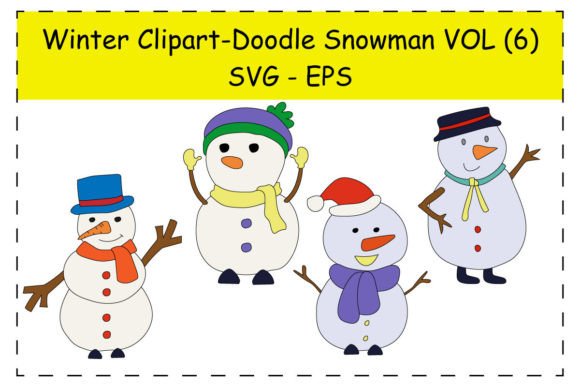 Download Cartoon Winter Snowman Clipart Set - Cartoon Collection