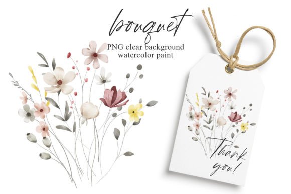 Download Watercolor Wild Flowers Clipart Bouquet. - Bouquet Collection