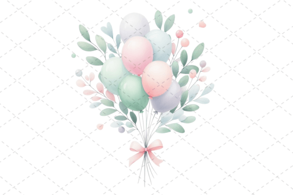 Download Festive Watercolor Balloon Bouquet - Bouquet Collection