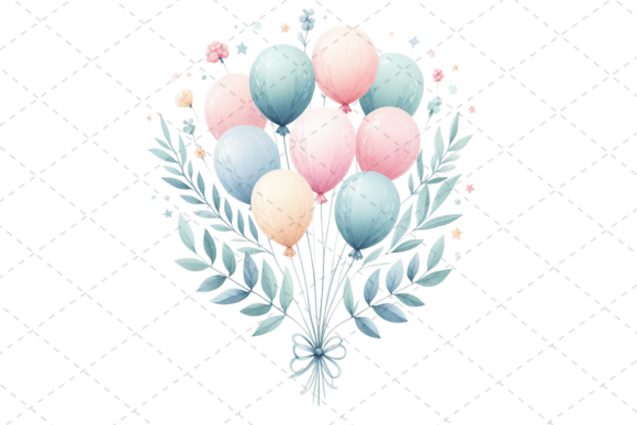Download Festive Watercolor Balloon Bouquet - Bouquet Collection
